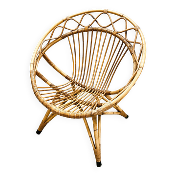 60's rattan shell armchair