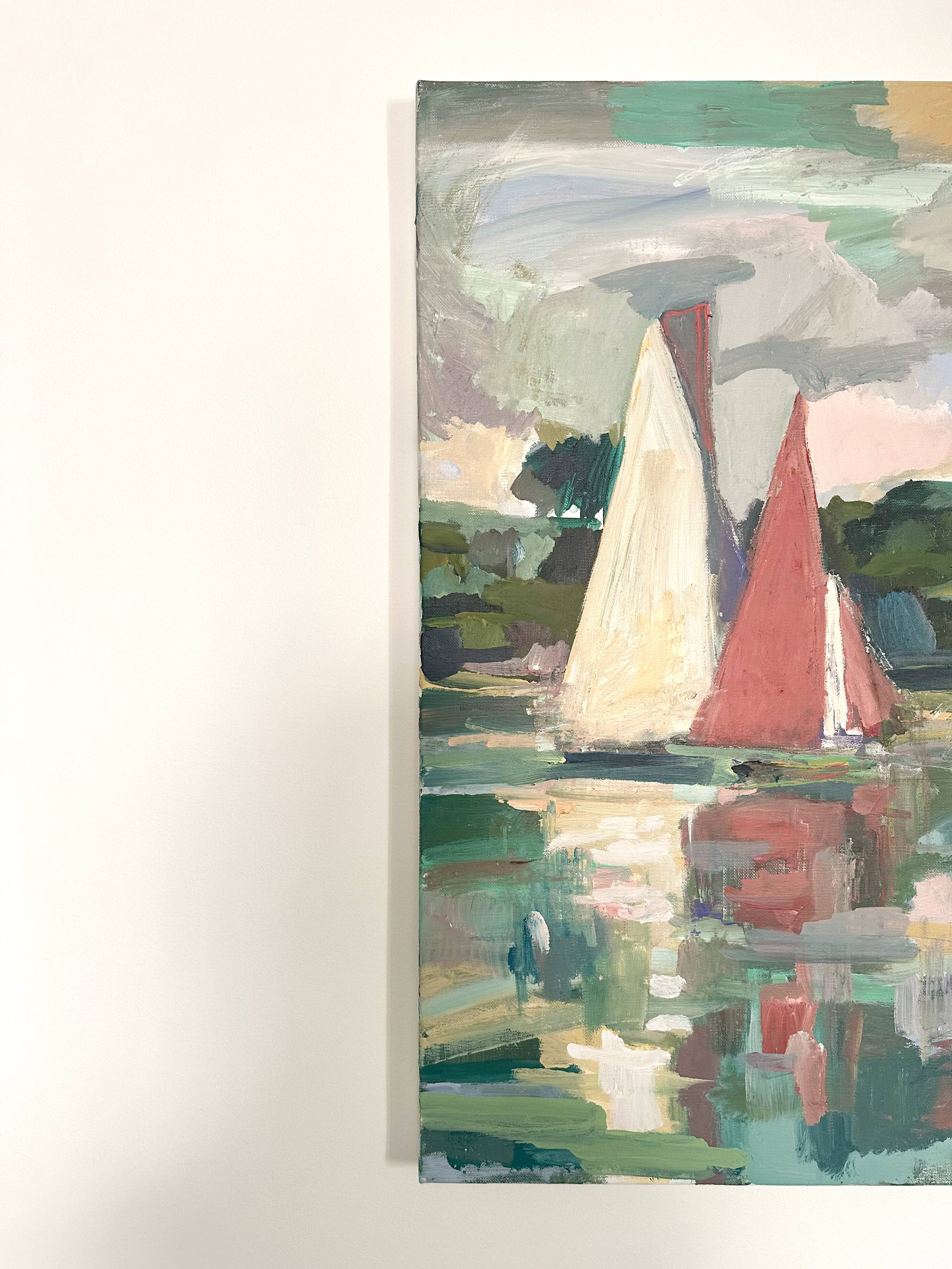 Oil on canvas sailboats
