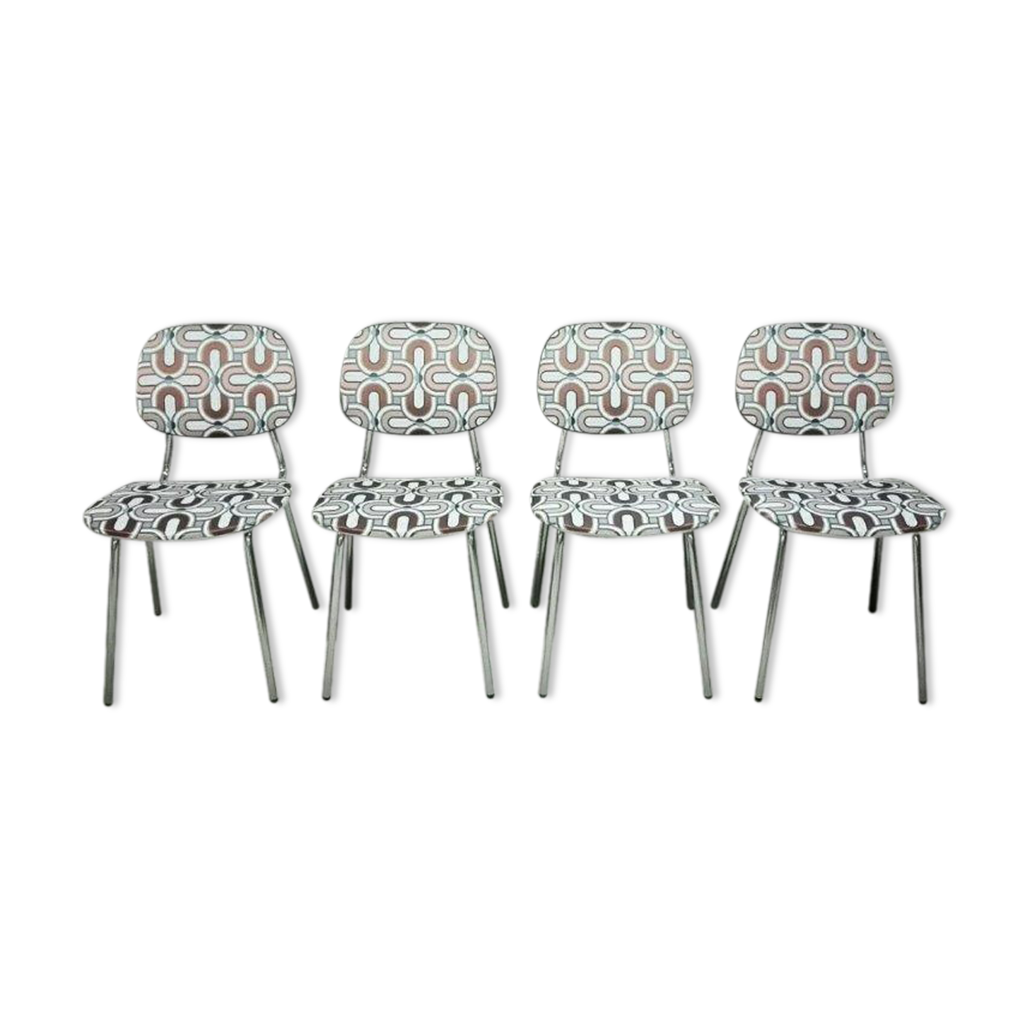Series of four vintage italian chairs in chrome steel