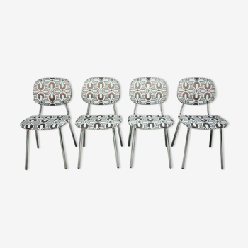 Serie de quatre chaises italiennes vintage en acier chrome
