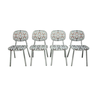 Series of four vintage italian chairs in chrome steel