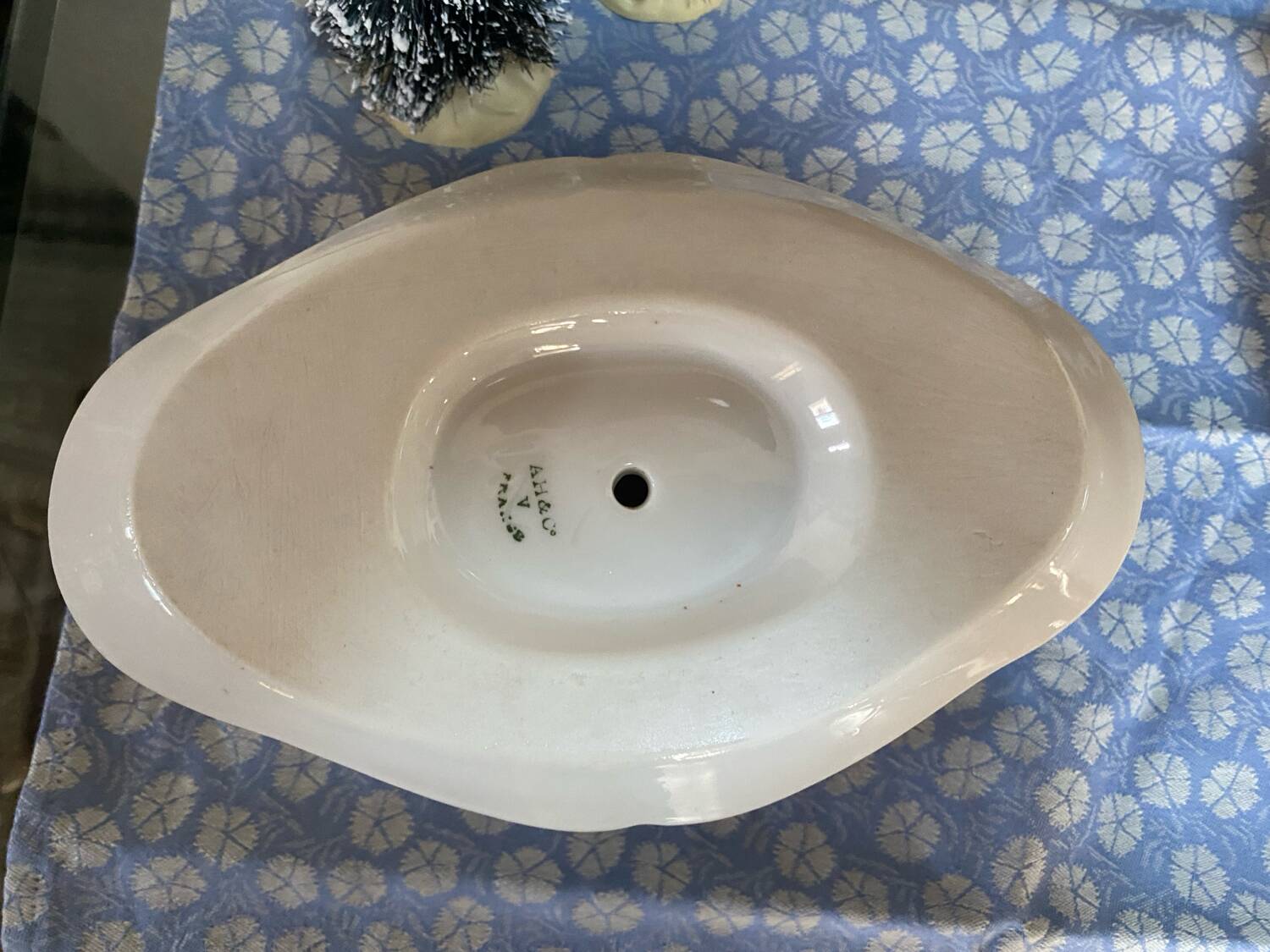 Saucière en porcelaine ancienne motif bambous