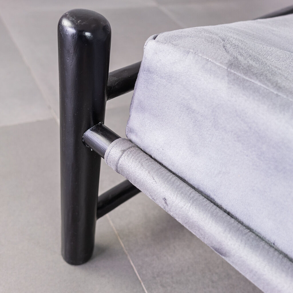 Pair armchairs black velvet 70