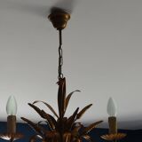 Lustre trois lumières au décor d'épis de blé et feuillage