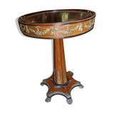 Gueridon marquetry and bronze central foot harness