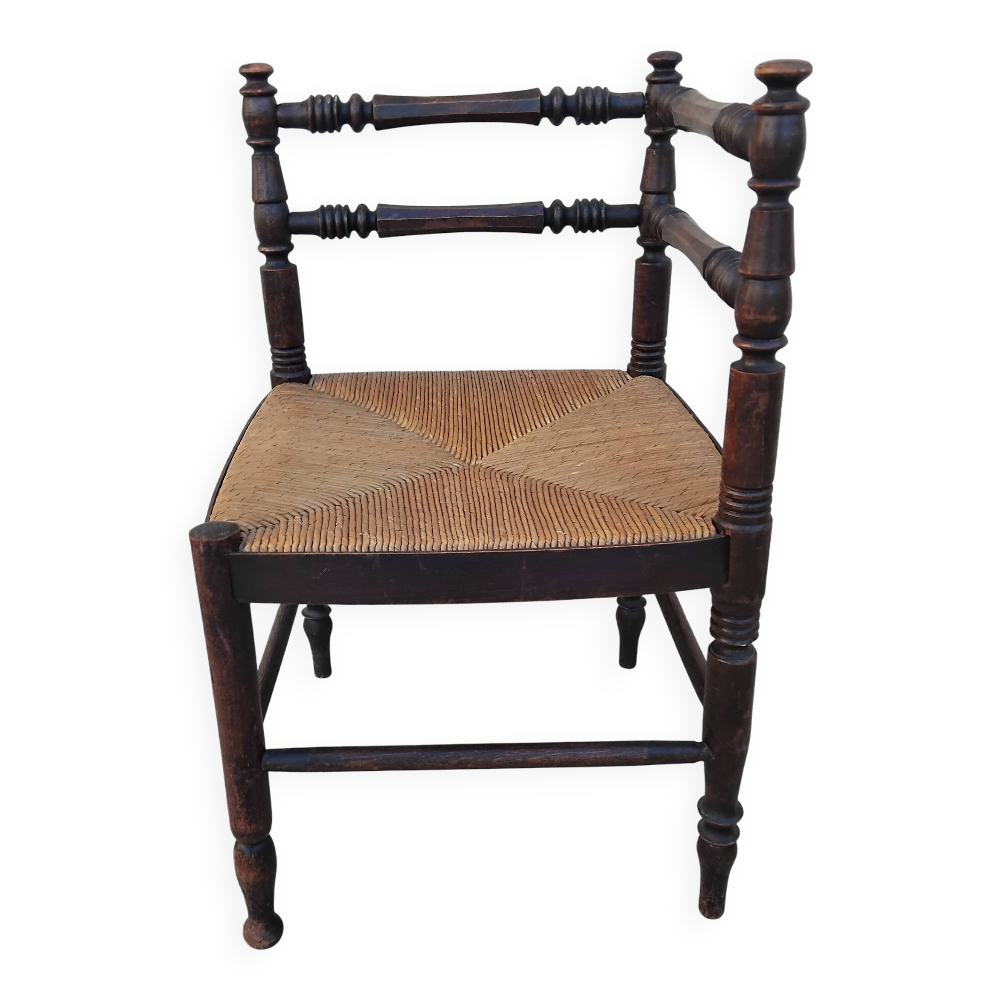 Chaise d angle vintage paille ancienne