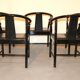 Set of 5 black lacquered leather dining chairs similar to China Chair Wegner