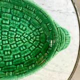 large bowl / dish in green Digoin slip, bamboo style, 50s-60s