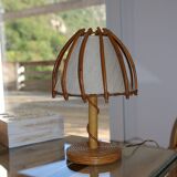 Louis Sognot rattan lamp, 1950s-60s