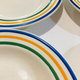 4 hollow faience plates with stripes made in Romania