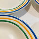 4 hollow faience plates with stripes made in Romania