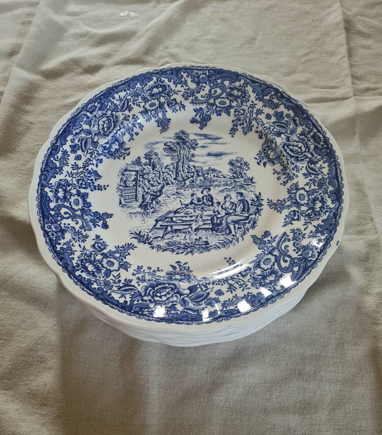 Lunéville blue English dinner plates