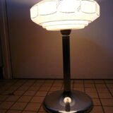 Lampe vintage chrome et globe tulipe verre Clichy