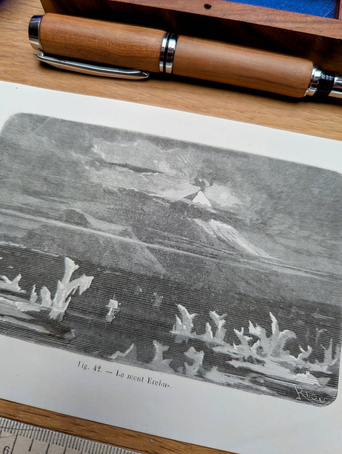 Printed in 1868, Mount Erebus, Ross Island, Antarctica.