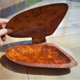 Walnut magnifying glass box in the shape of a shell