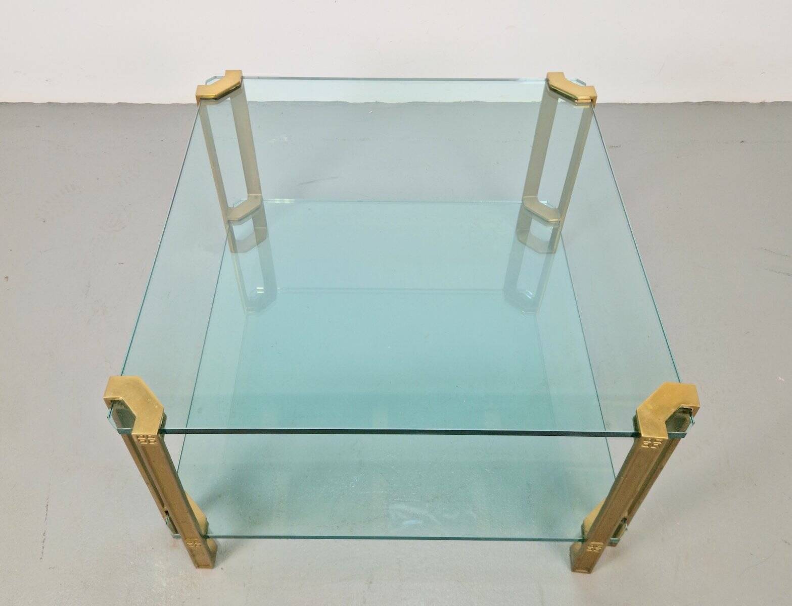 Regency Model T24 Coffee Table in Brass and Glass by Peter Ghyczy, 1970s