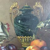 Oil painting, sergei smetanin, still life with marble vase, signed, gilded wood frame, russia