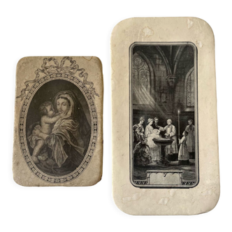 Set of two religious boxes of dragees of the nineteenth century