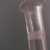 Etched glass whisky bottle decanter with faceted stopper
