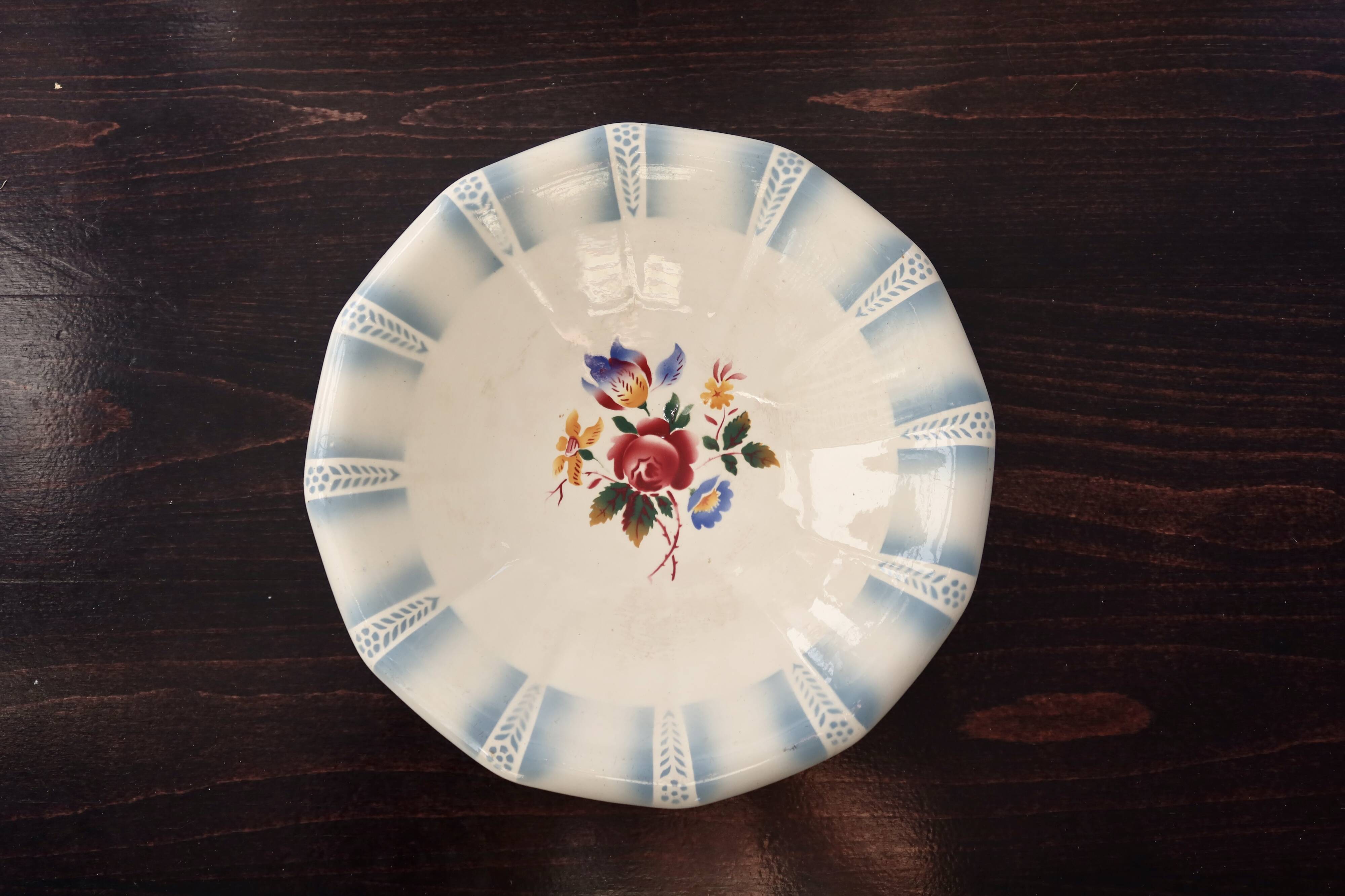 Saladier vintage Sarreguemines - Modèle Claude - Faïence fleurie