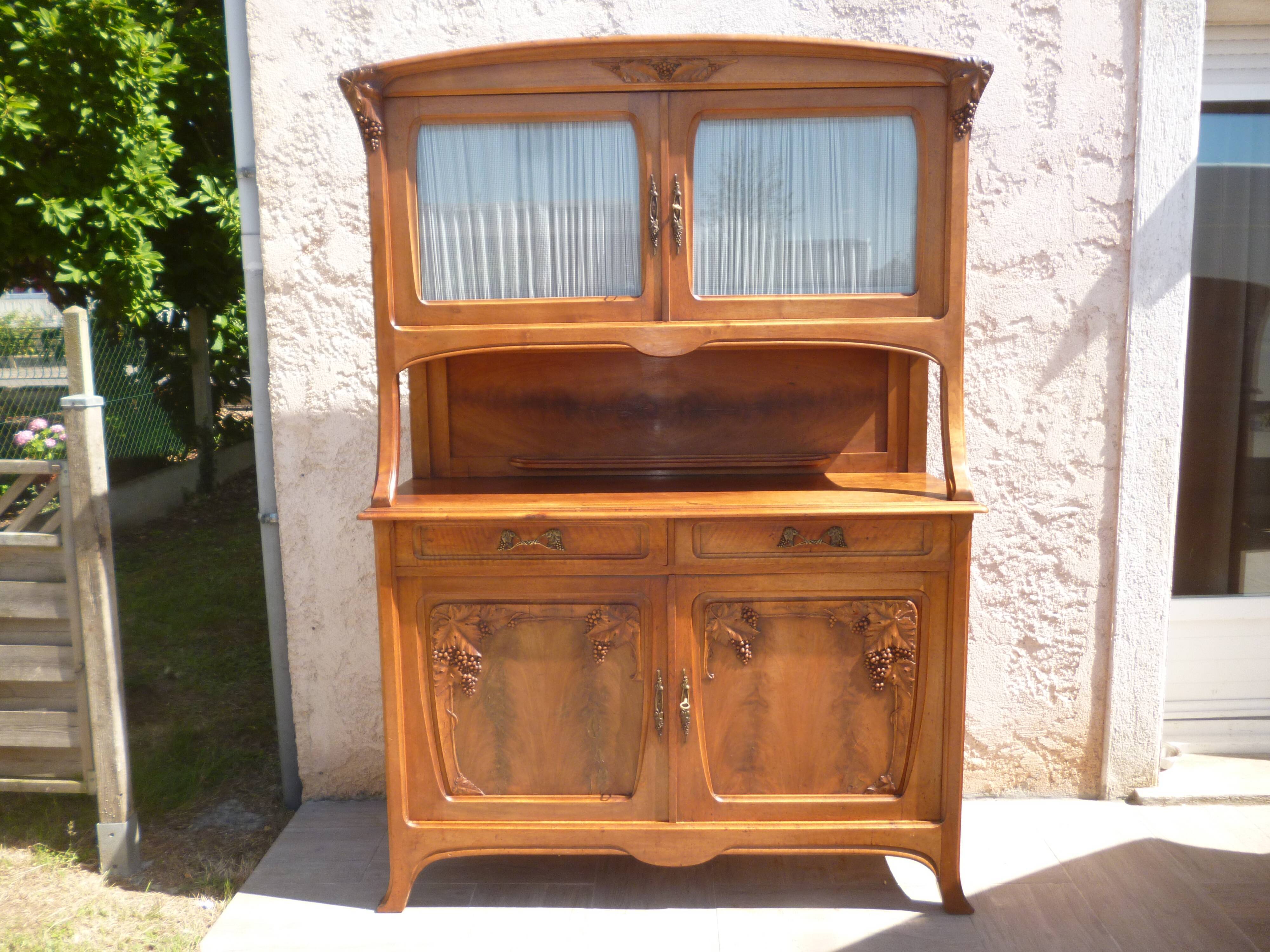 Two-body Art Nouveau 1900 sideboard stamped Georges Ernest Nowak