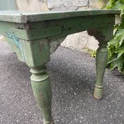 Indian coffee table in green lacquered teak