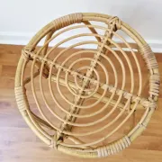 Vintage rattan stool in bohemian retro style - 1950s/1960s