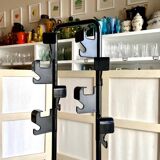 Coat rack with 8 hooks in metal and black plastic by Jean-Pierre Vitrac for Manade, 1970s