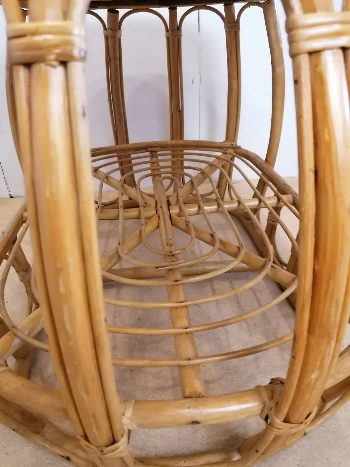 Vintage rattan and wicker coffee table