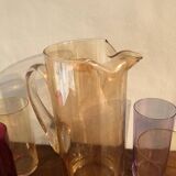Vintage colored carafe and glasses
