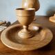 Composition of vases and cups in turned wood