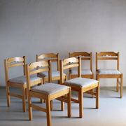 6 Minimalist pine dining chairs | Sweden | 1960s