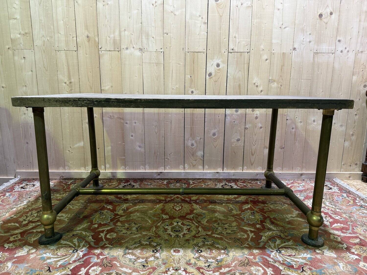 Workshop table in Oak and Brass