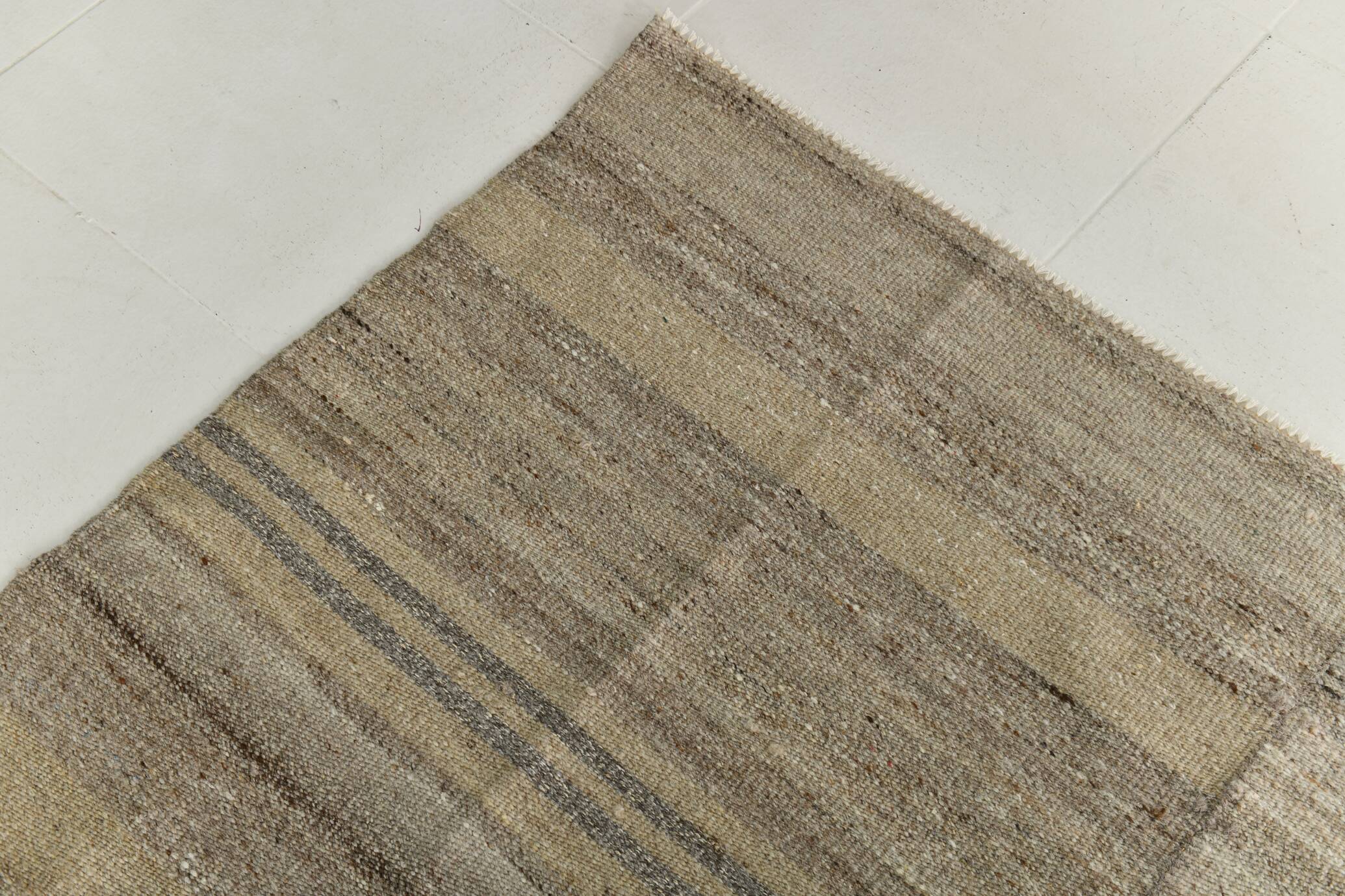 Brown & Cream Large Kilim Area Rug, 229x315Cm
