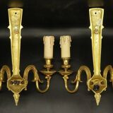 Pair of Louis XVI style quiver sconces in gilded bronze