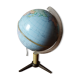 Bright vintage Earth globe brand Vulliermes with metal tripod foot