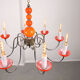 Lustre vintage orange Murano glass 8 bras