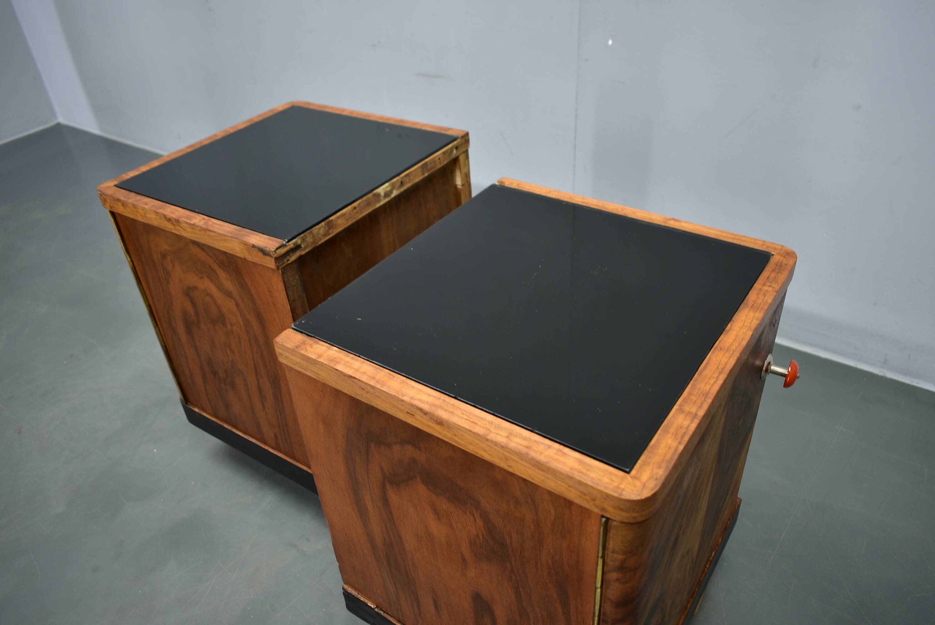 1938s pair of Art Deco bedside tables, Czechoslovakia
