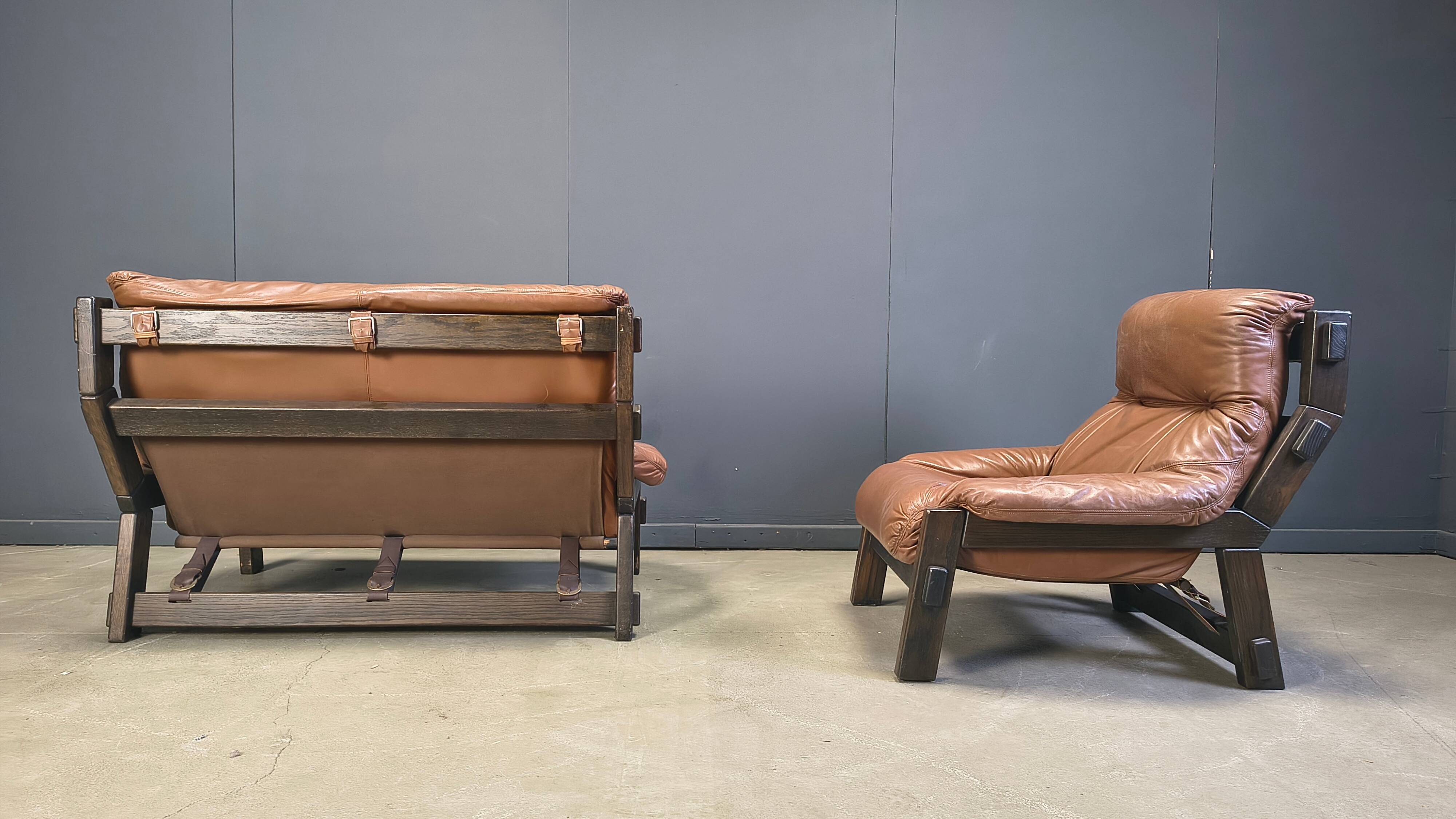 Vintage brutalist sofa set by Gerard Van den Berg for Montis, 1970s