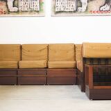 1970s Modular Beechwood Sofa by Frigerio – Original Fabric Upholstery, Set of 6