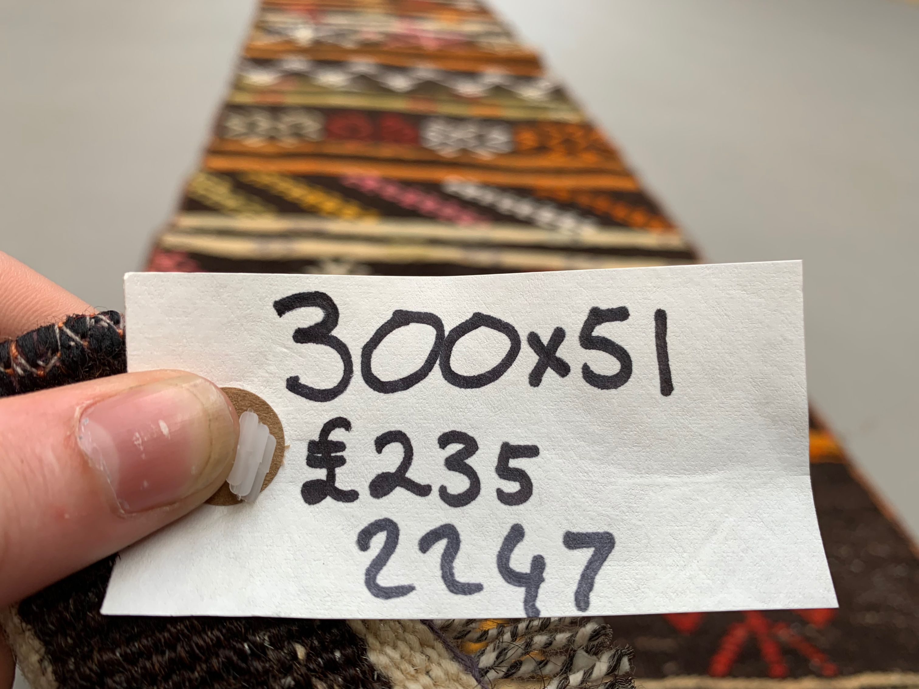 Old Turkish narrow Kilim Runner 300x51 cm shabby chic, vintage kelim