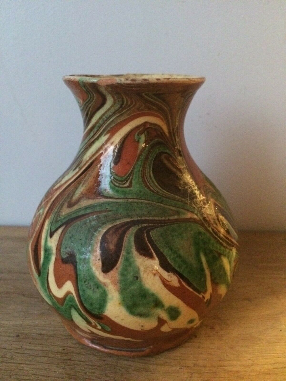 Enamelled terracotta vase Alsace Soufflenheim Savoie