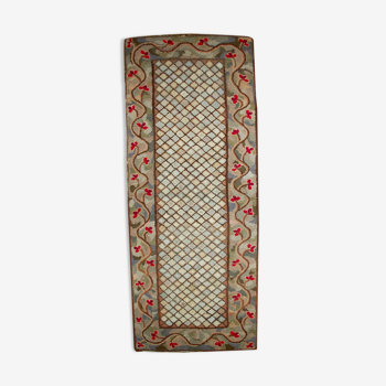 Old American Carpet Hooked handmade 88cm x 210cm 1880s, 1B509