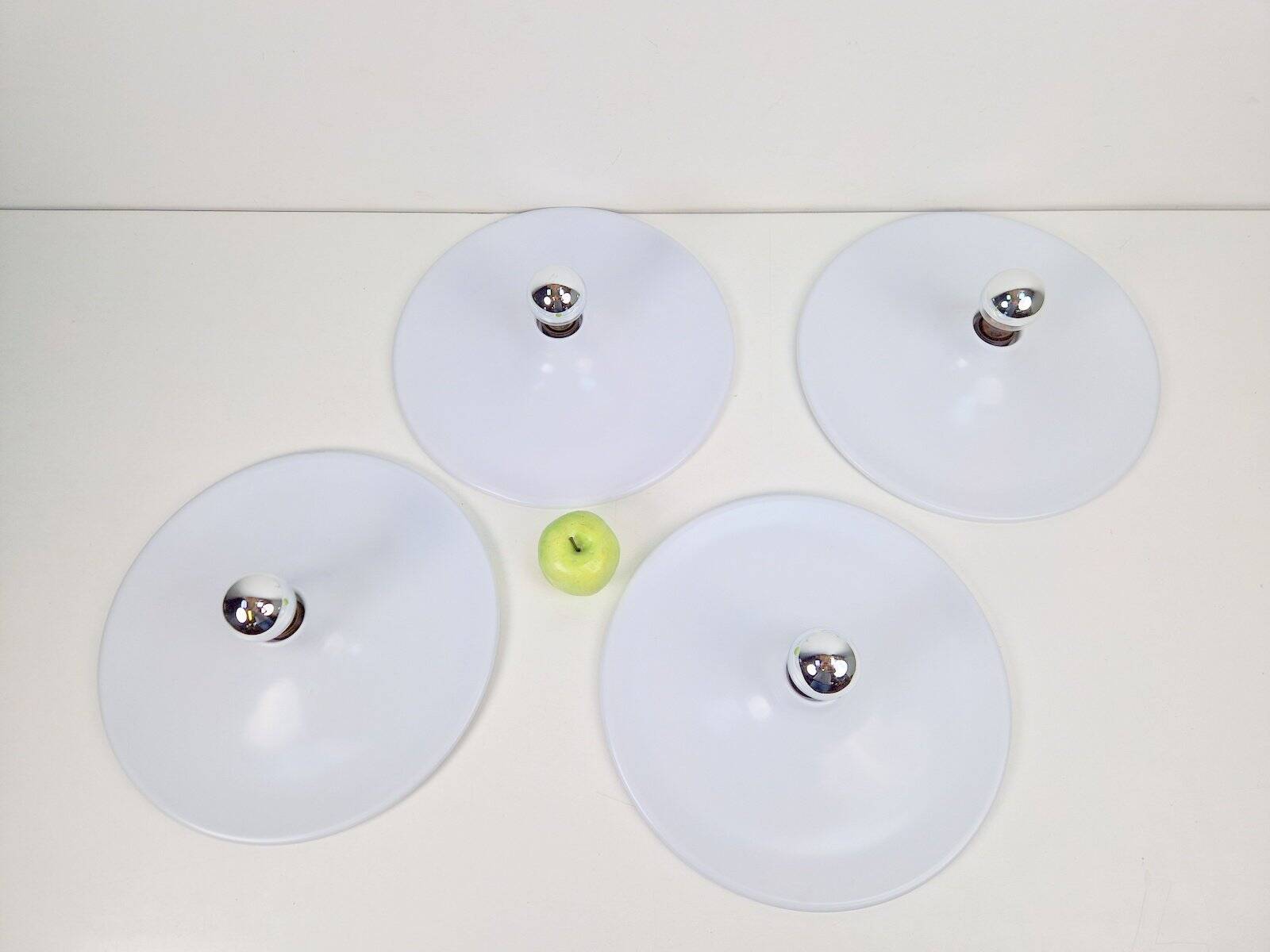 Vintage White UFO Disc Wall Lamps from Targetti Sankey, 1970s, Set of 4