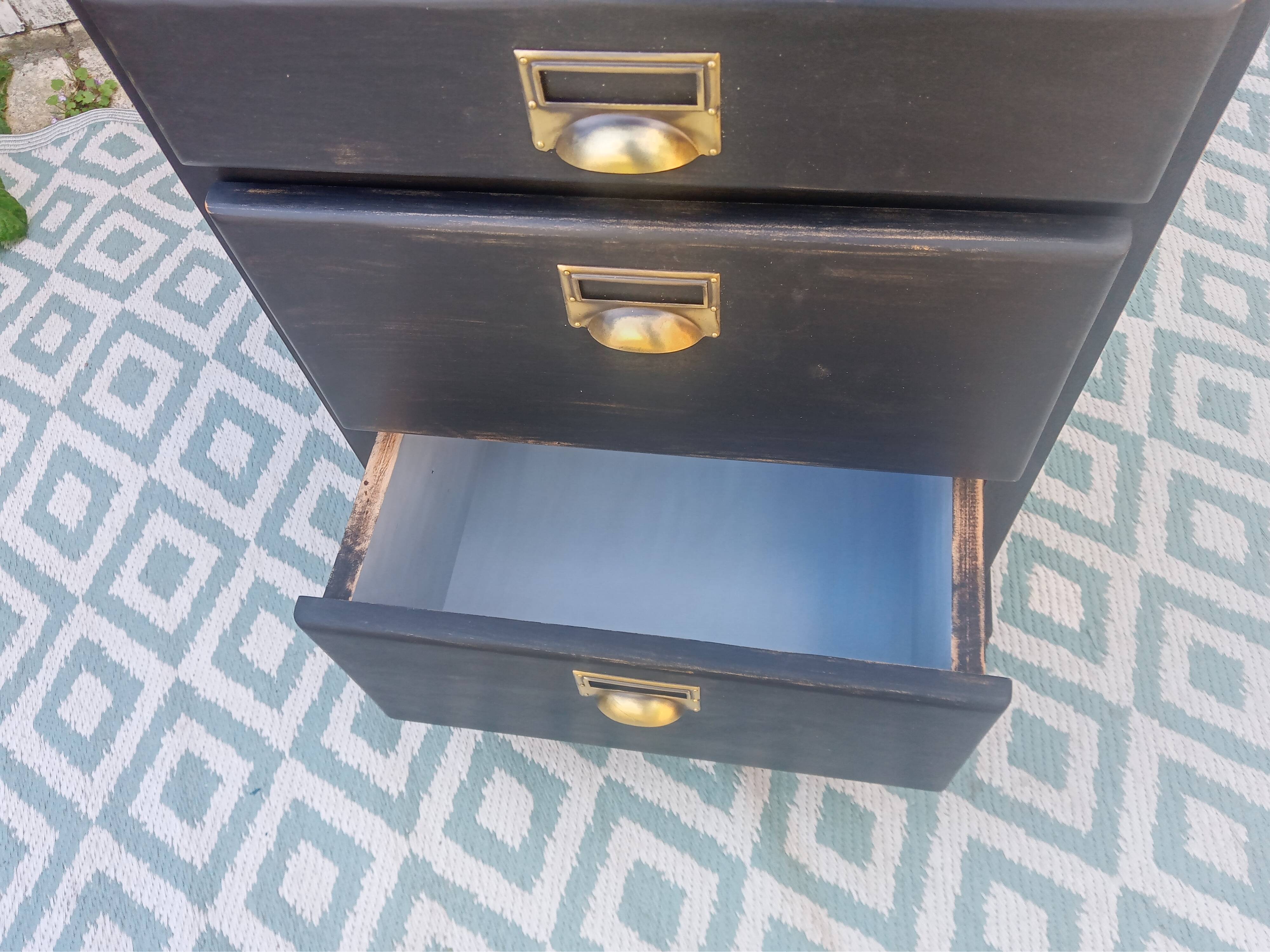 Black patina chest of drawers
