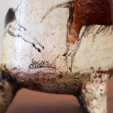 Ceramic tripod vase with parietal decoration by Armen