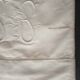Ancien drap en lin brodé monogramme SS 320 X 230 cm