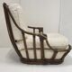 Fauteuil en rotin & laine vintage