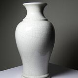 Large baluster vase in cracked white faience, Chinese style, 20th century.