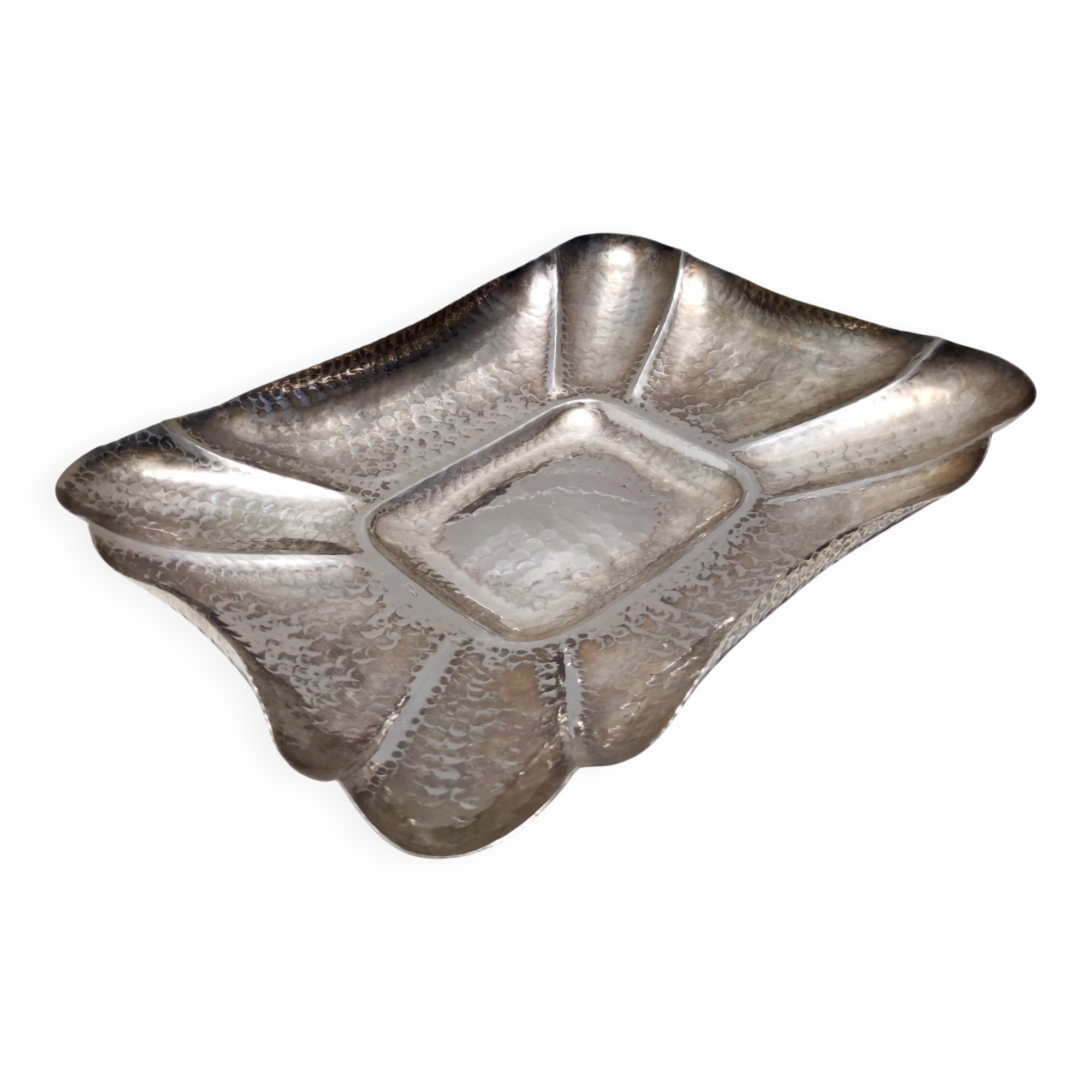 Rectangular Embossed Silver Plated Tray / Centerpiece by Olri, Italy